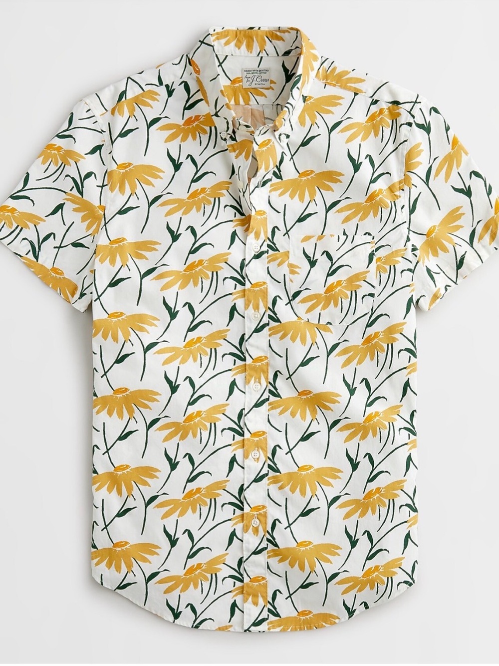 J. Crew Men’s Short-Sleeve Button Up Poplin shirt in Yellow Daisy Print, SZ M